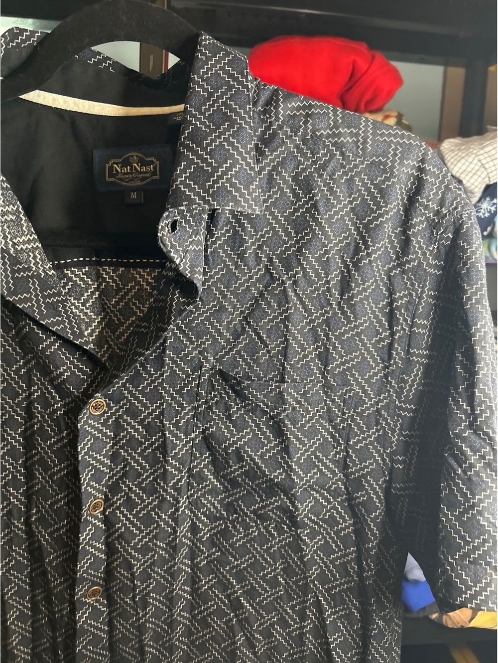 Nat Nast Men's Button-Up Shirt Medium Silk Cotton Blend